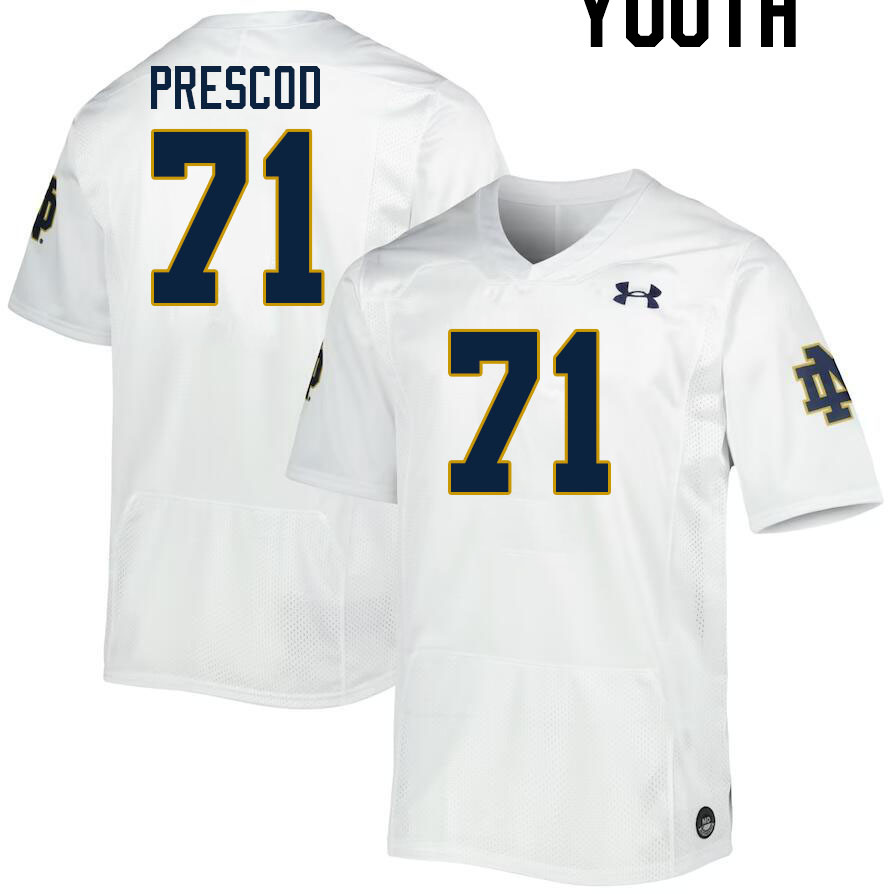 Youth #71 Styles Prescod Notre Dame Fighting Irish College Football Jerseys Stitched-White